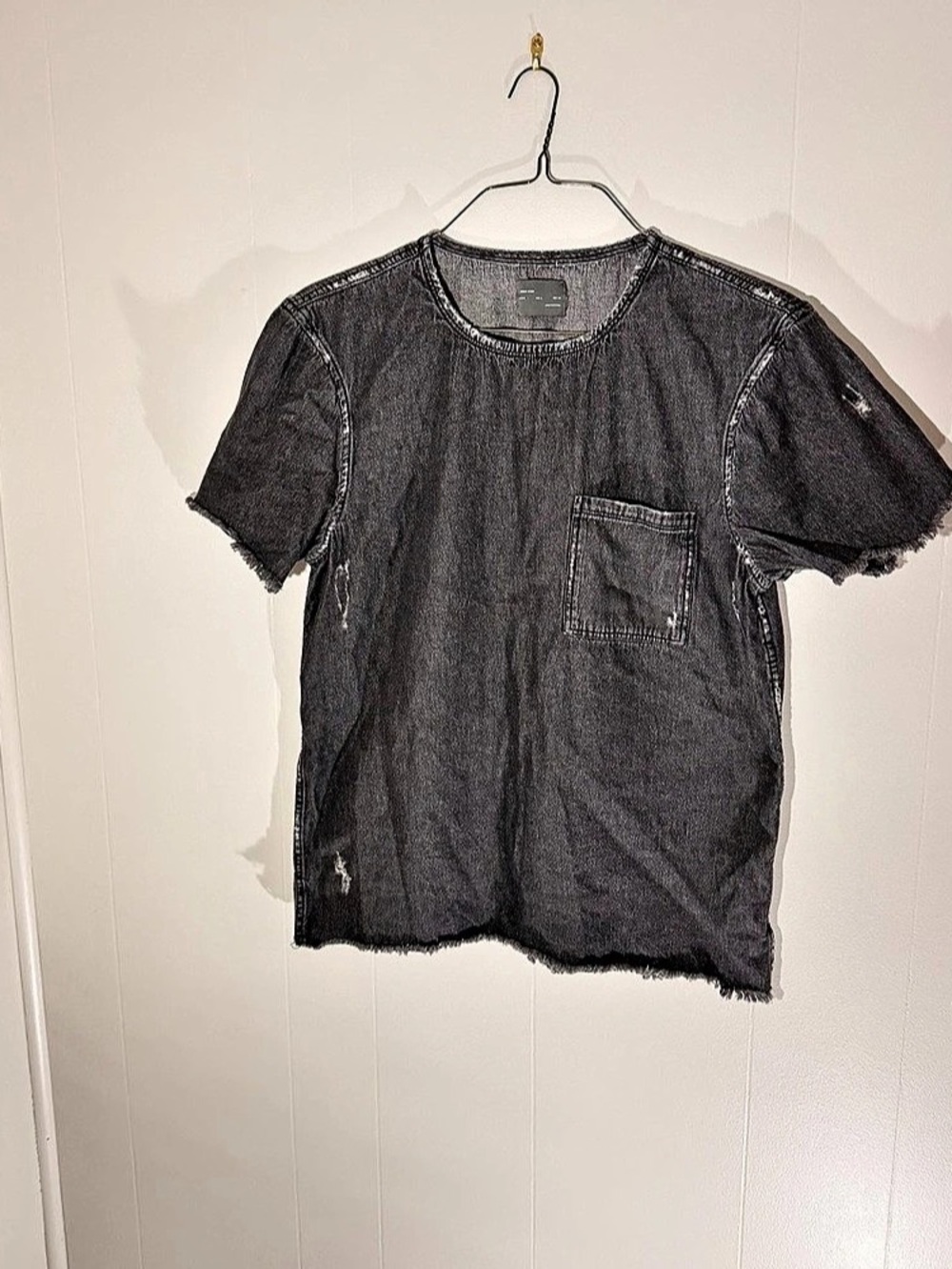 ZARA MAN Men's Raw Edge Pocket Tee in Gray Size Medium